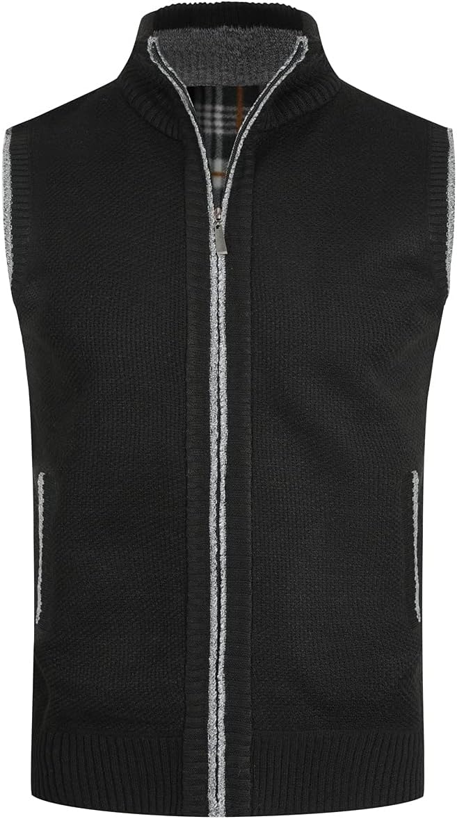 YOUTHUP Herren Weste Strickweste Fleece-Fütterung Ärmellose Strickjacke mit Stehkragen Winter Herren