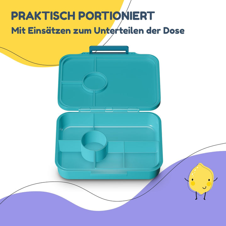 schmatzfatz Lunchbox, Unterteilte Brotdose Kinder, Lunchbox mit Fächern, Bunte Bento-Box für Schule