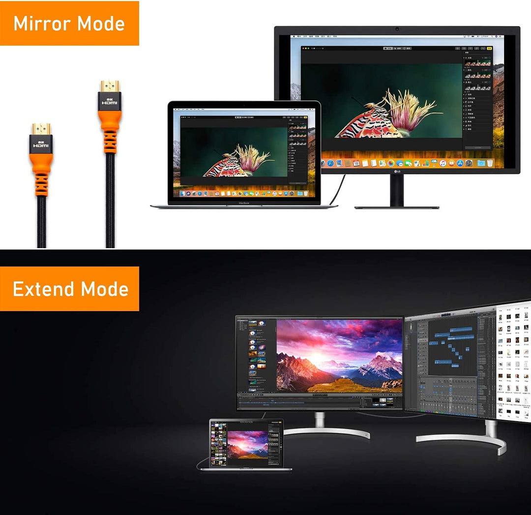 IXEVER 8K HDMI 2.1 Kabel, 5 m, Ultra HD 48 Gbit/s High Speed eARC RTX 3090 HDR10 4:4 HDCP 2.2 & 2.3