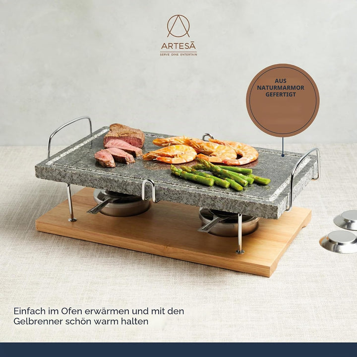 Artesà Hot Stone Grill, Gourmet-Tischgrill, Steingrill für Steaks, Meeresfrüchte und Gemüse, 41,5 x