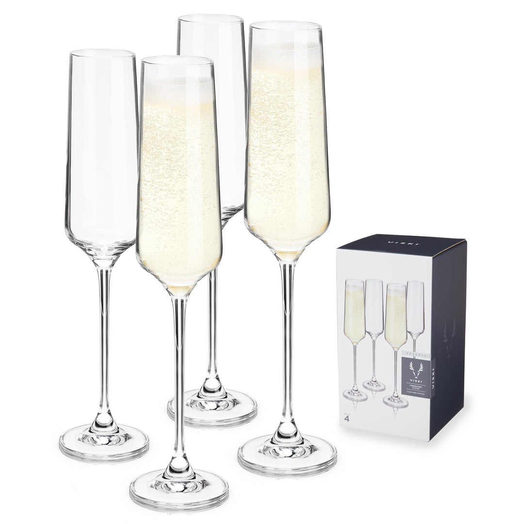 Viski Champagnergläser aus Kristall, europäische Handwerkskunst, Sektgläser-Set mit 113-170 ml, Stie