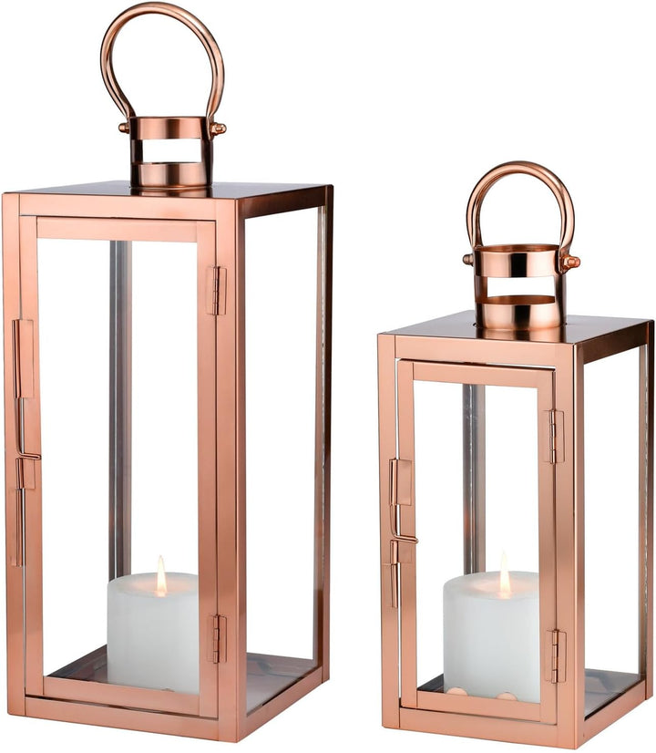 Marrakesch 2er Set Gartenlaterne Laterne 39cm &amp; 27,5cm | Laternen für Draussen Marra Kupfer modern a