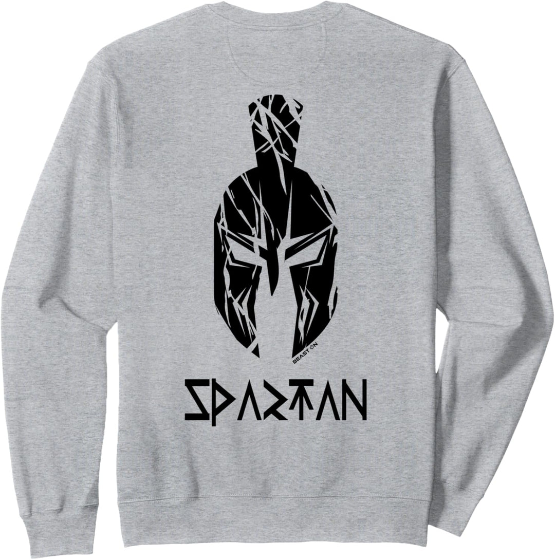 Spartaner Gladiator Helm Rücken Druck Design Beast ON Weisses Sweatshirt