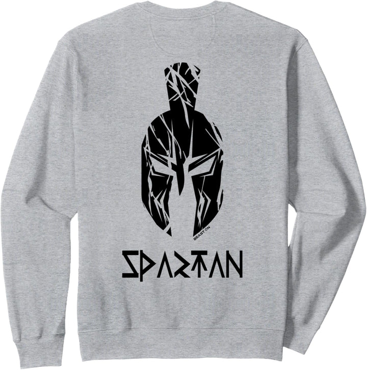 Spartaner Gladiator Helm Rücken Druck Design Beast ON Weisses Sweatshirt