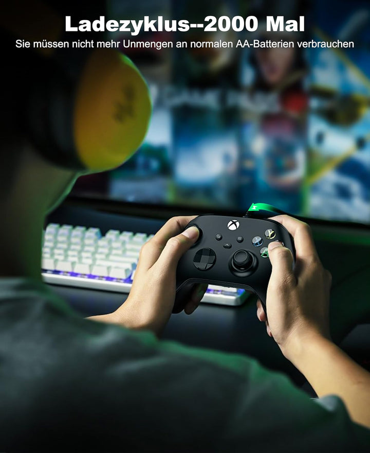 Akku für Xbox Controller, 2 x 3600mWh Wiederaufladbare Akku für Xbox Series X Controller, Akku mit 4