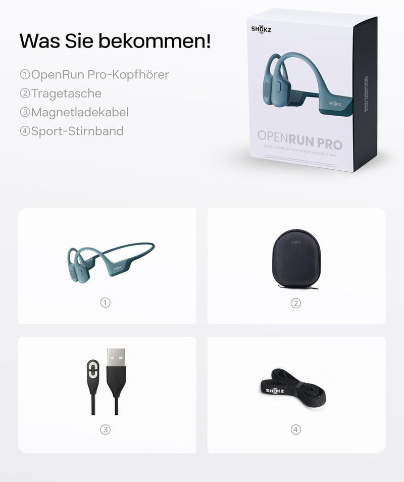 SHOKZ OpenRun Pro Knochenschall Kopfhörer, Open-Ear Bluetooth Kopfhörer mit Noise-Cancelling Mikrofo