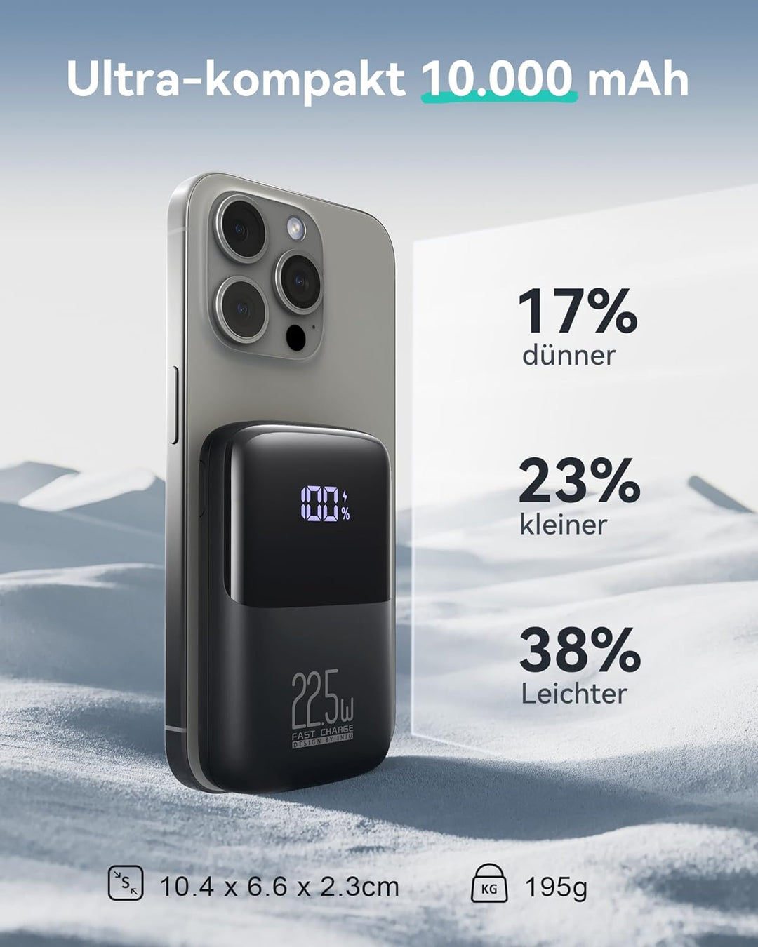 INIU Power Bank, 22.5W Fast Charging 10000mAh PowerBank Klein aber Stark, PD3.0 QC4.0 (USB C Input &