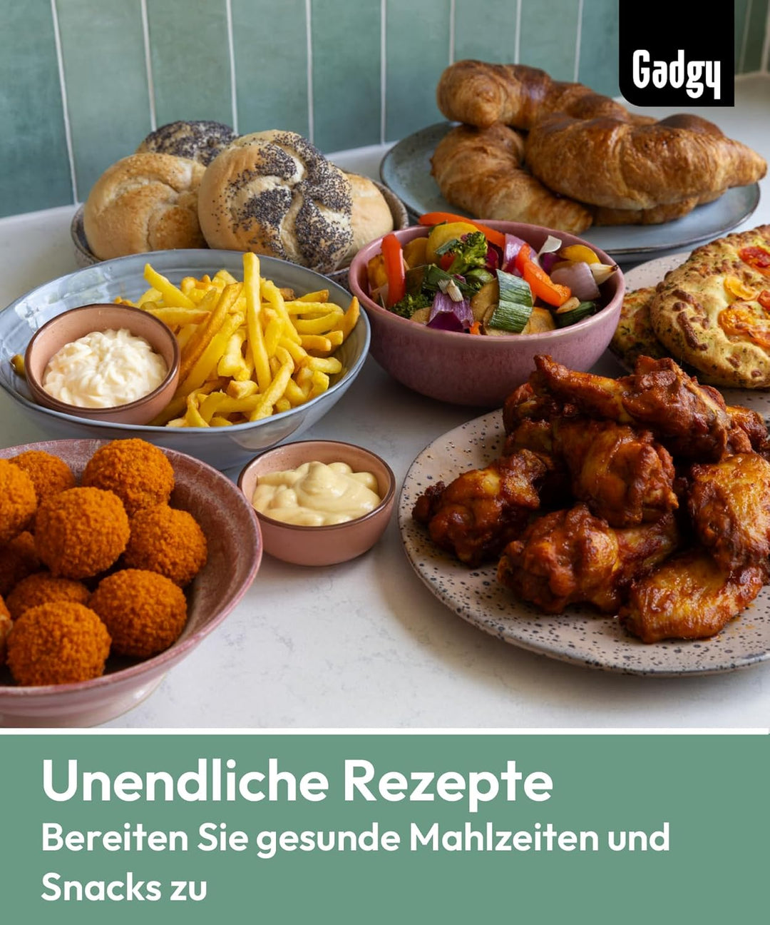 Gadgy Heissluftfritteuse mit Sichtfenster 5L - Airfryer Antihaftbeschichtung - 1400W Fritteuse ohne