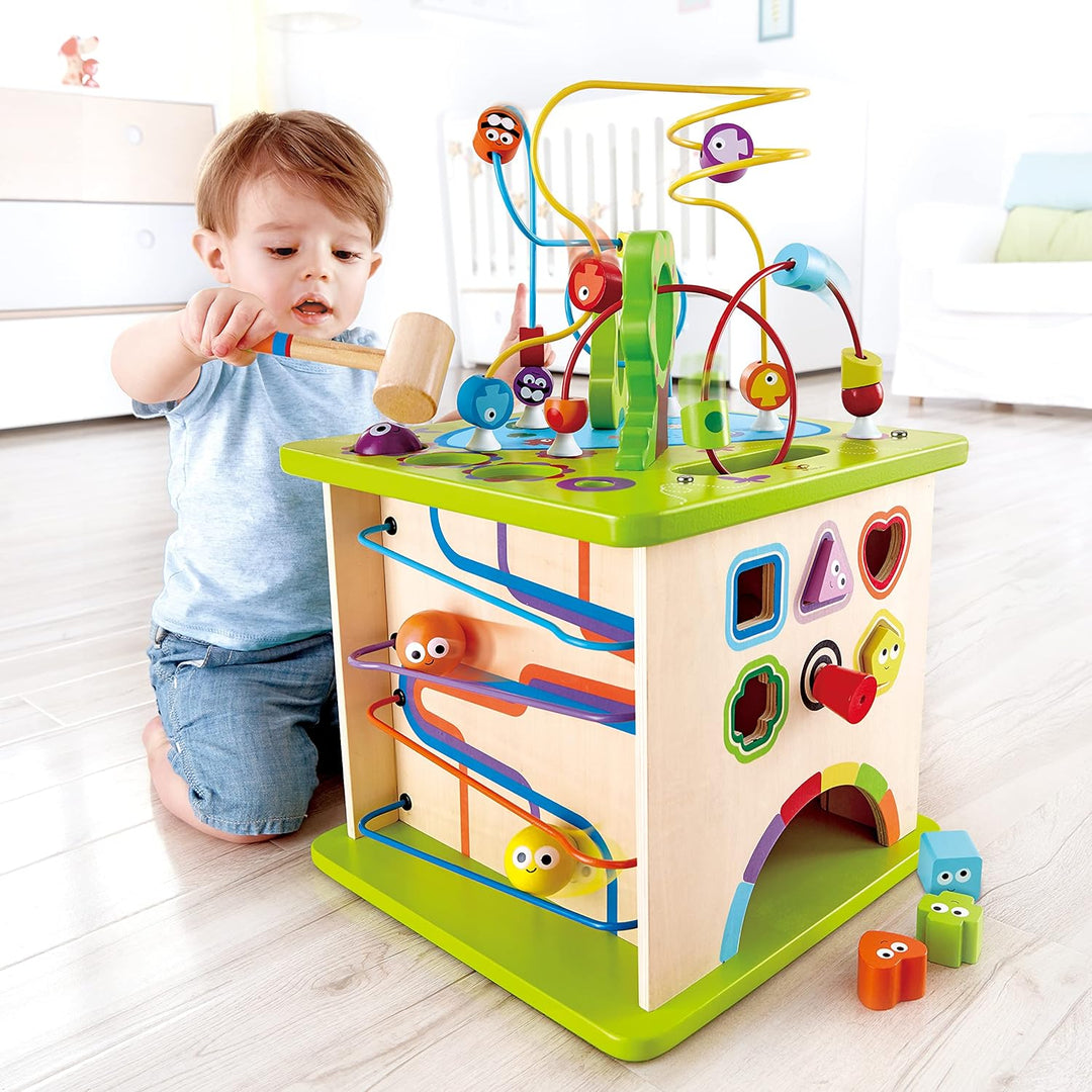 Hape E1810 - Motorikwürfel Kleine Tierchen, aus Holz, ab 12 Monate & Regenmacher | Mini-Rassel aus H
