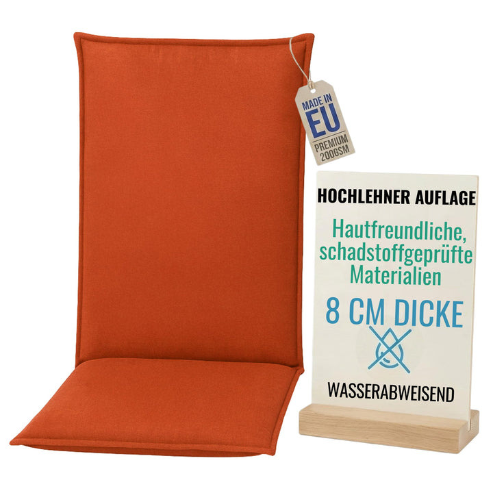 Hochlehner Auflagen 120x50x8cm, Wasserabweisend | Premium-Material 200gsm, Extra dicke Polsterung 8