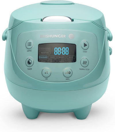 REISHUNGER Digitaler Reiskocher klein, mint| 0,6 L bis 3 Personen | Warmhaltefunktion, Timer & Premi