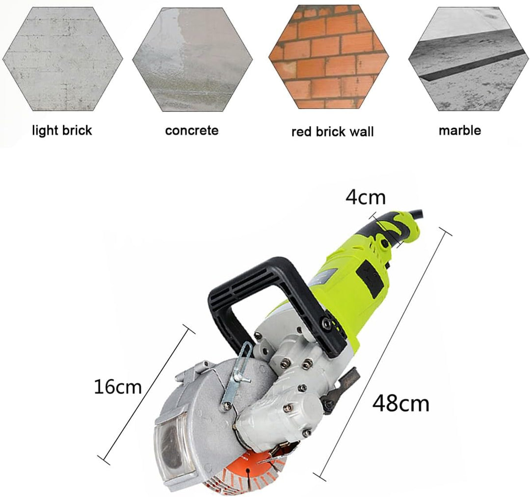 L-home 4000W 220V Elektrische Schlitzfräse, 7500U/min Wandfräse Mauernutfräse Mauerfräse mit 5 Sägeb