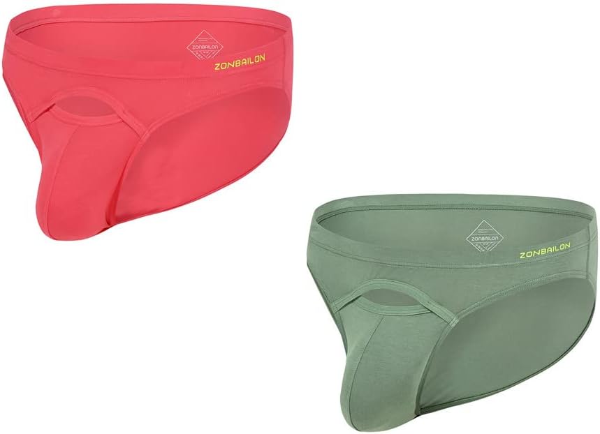 BIATWOWR Herren Bikini-Slip aus Bambusfaser Top Fly Atmungsaktiv Komfortabel Grosse Pouch Beule Weic