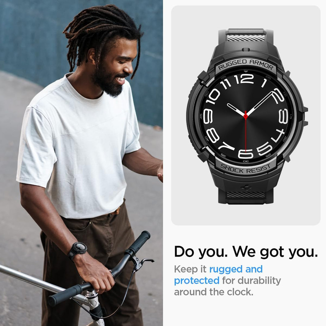 Spigen Rugged Armor Pro Hülle mit Armband Kompatibel mit Samsung Galaxy Watch 6 Classic 47mm 2023 -