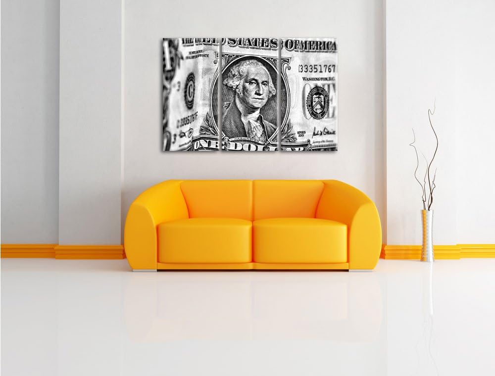 Pixxprint Geldschein Dollar als Leinwandbild | Grösse: 3 Teilig (120x80) | Wandbild| Kunstdruck | fe