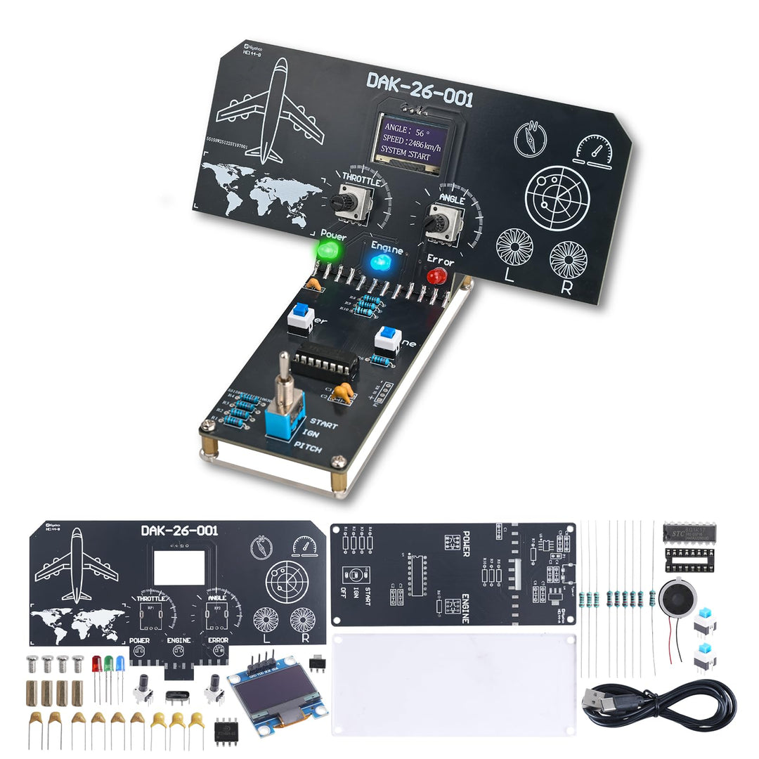 DIY Flugsimulator Lötbausatz mit LCD-Display, Soundeffekten & LED-Anzeigen, STEM Elektronikprojekt m