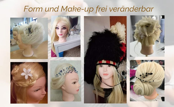 Trainingskopf, 71 cm, mit 100 % Kunsthaar, Mannequin-Kopf für Kosmetologie, mit Tischklemme 613, 613