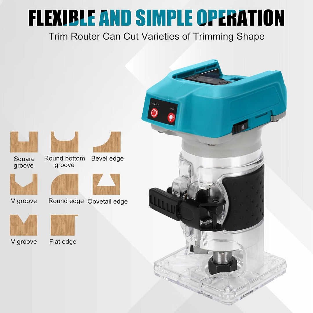 Akku Oberfräse für Makita 18V Akku, 1300W Oberfräse Trimmer Einhandfräse, Bürstenloser Motor, Elektr