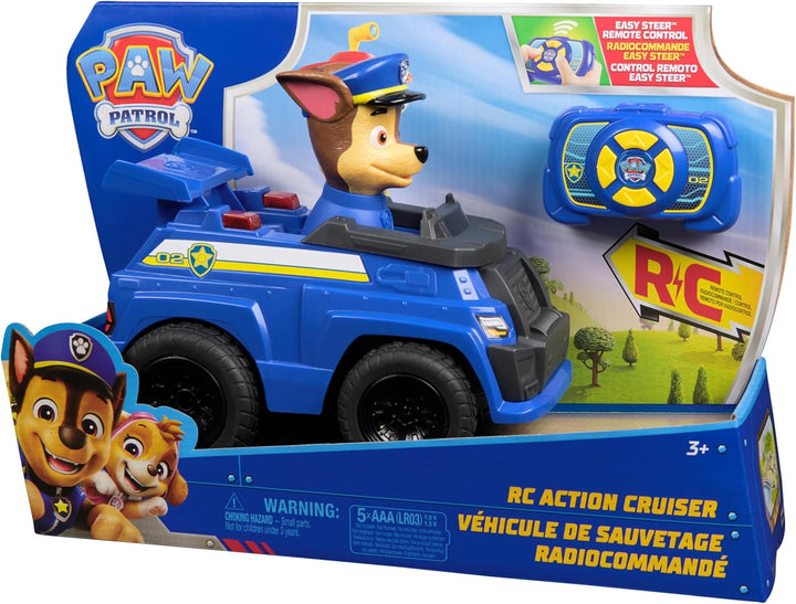 PAW PATROL – Chases ferngesteuertes Polizeiauto mit Lichteffekten, ca. 25 cm, einfache Steuerung mit