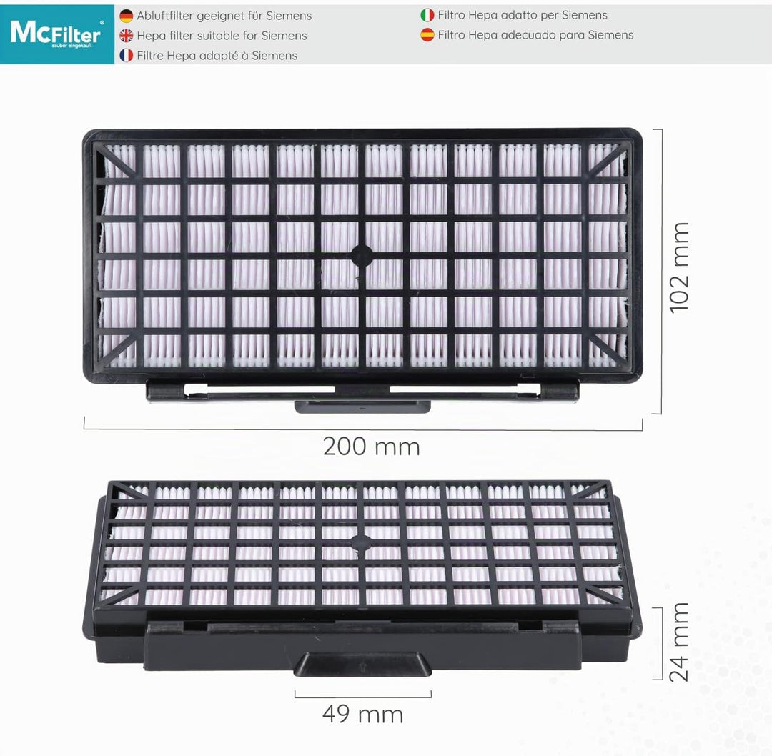 McFilter | Filterset 3x HEPA + 3x Motorfilter geeignet für Siemens Q5.0 VSQ5X1230 extreme SilencePow