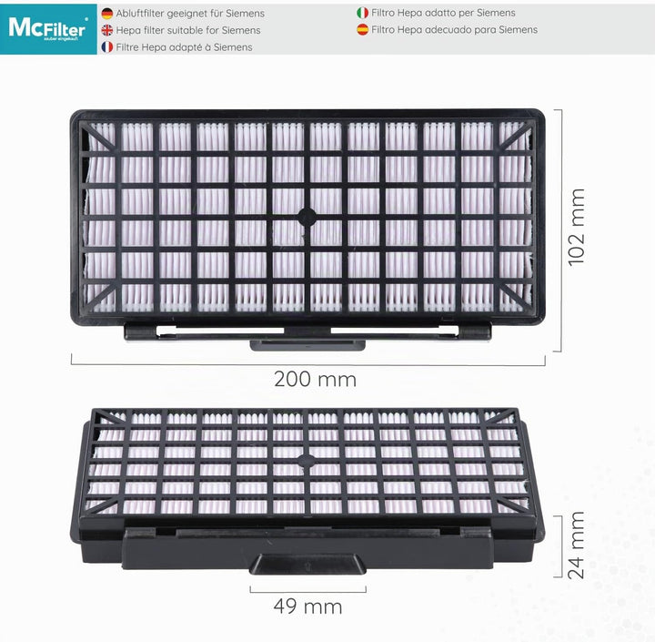 McFilter | Filterset 3x HEPA + 3x Motorfilter geeignet für Siemens Q5.0 VSQ5X1230 extreme SilencePow