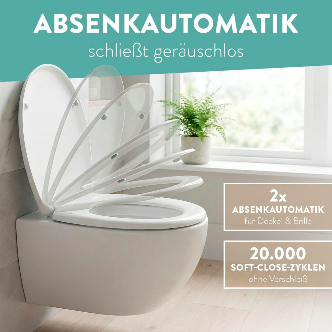 Benkstein® Premium Toilettendeckel antibakteriell oval weiss. Klodeckel mit Quick-Release-Funktion u