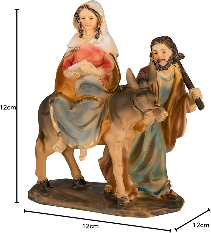 Krippenblock Herbergssuche/Krippenfiguren Maria und Josef auf Esel aus der Suche nach Einer Herberge