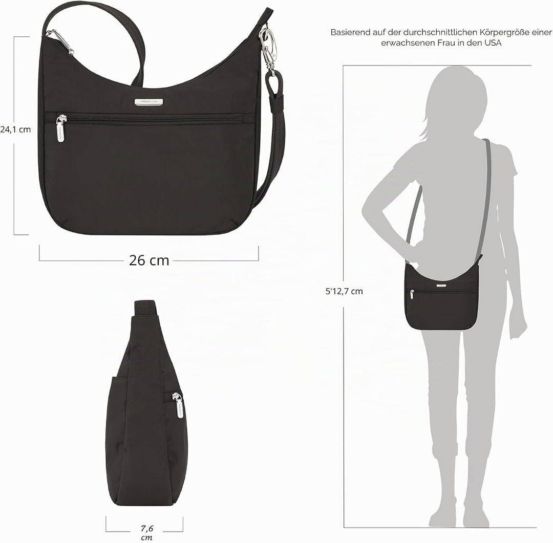 Travelon Unisex Essentials Anti-Diebstahl aufgesetzte Tasche Crossbody-Tasche Patch Crossbody Schwar