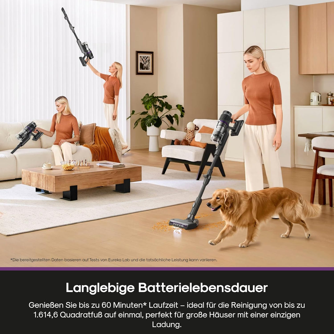 Eureka ReactiSense 530 Akku Staubsauger Anti-Allergen 550W 60Min, 4-in-1 Staubsauger Kabellos, Leich