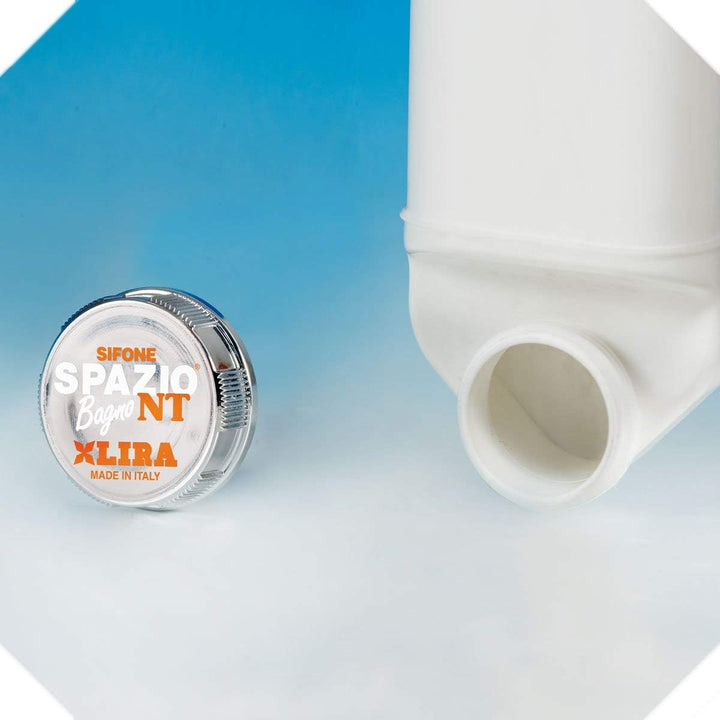 lira A.8274.04 Sifone Spazio NT Con Piletta Basket Bagno Bassa BECKENFALLE MIT ABFALL, Weiss