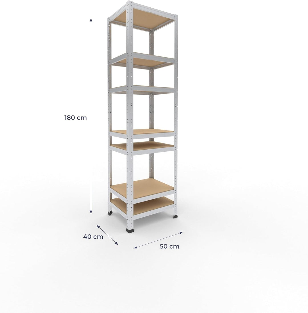 shelfplaza Home 180x50x40 cm Schwerlastregal in verzinkt mit 7 Böden und 125 kg Traglast pro Boden H