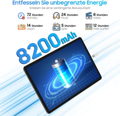 Blackview Tab90 WiFi Android 14 Tablet 11 Zoll,12GB RAM 128GB Speicherplatz(2TB TF),Grosses Display