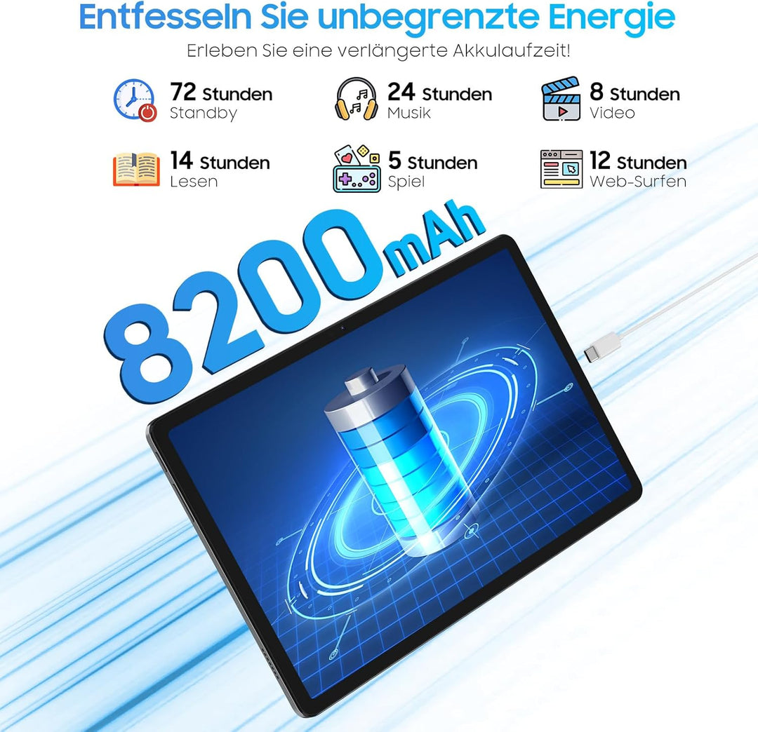 Blackview Tab90 WiFi Android 14 Tablet 11 Zoll,12(4+8Expansion) GB RAM 128GB Speicherplatz(2TB TF),G