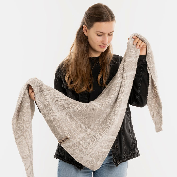 KNIT FACTORY - Lea Dreiecksschal Beige/Iced Clay, Beige/Iced Clay