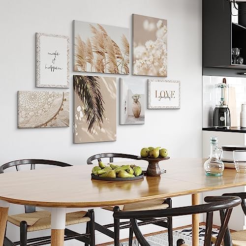 Muralo - Wandbilder Set - Leinwand Bilder Set Aufhängefertig in Boho Stil - das Leinwandbilder Set -