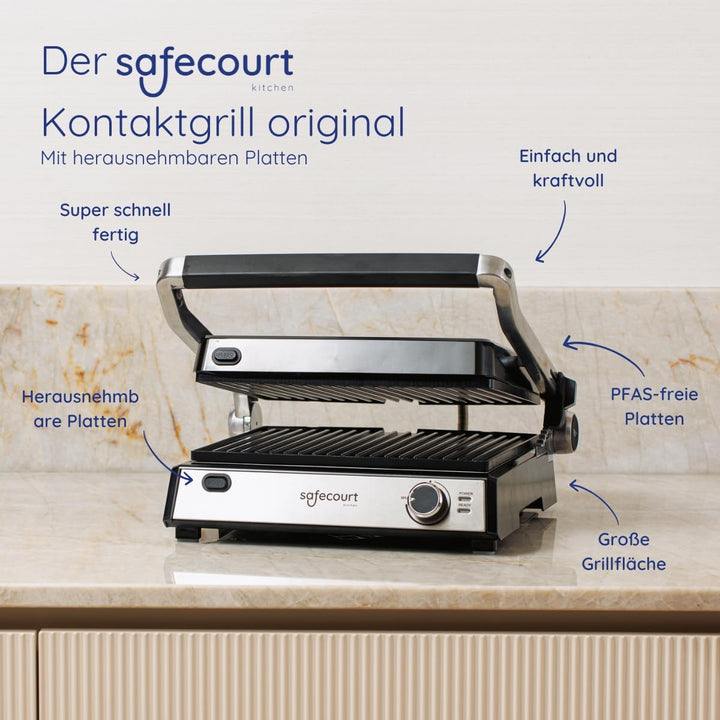 Safecourt Kitchen Sandwichgerät - Grillgerät - Wechselplatten ContactGrill - 3-in-1-180°C Grill