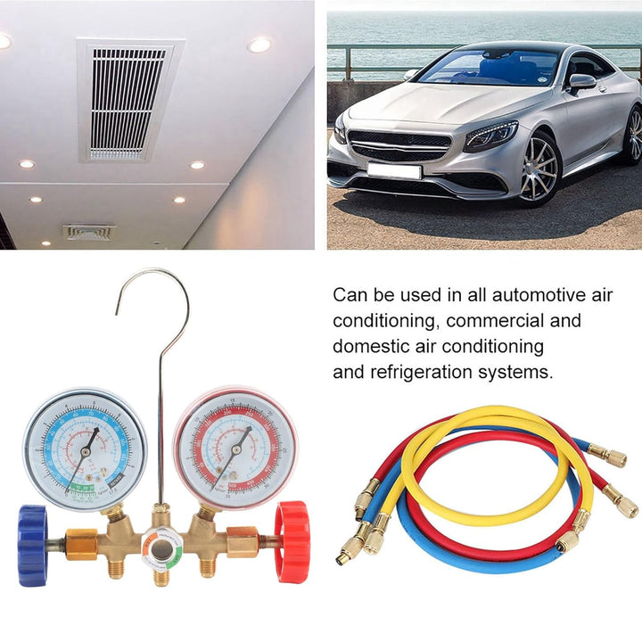 KIMISS Kältemittel Klimatisierung Werkzeuge AC Diagnose Manometer Set mit Schlauch und Haken