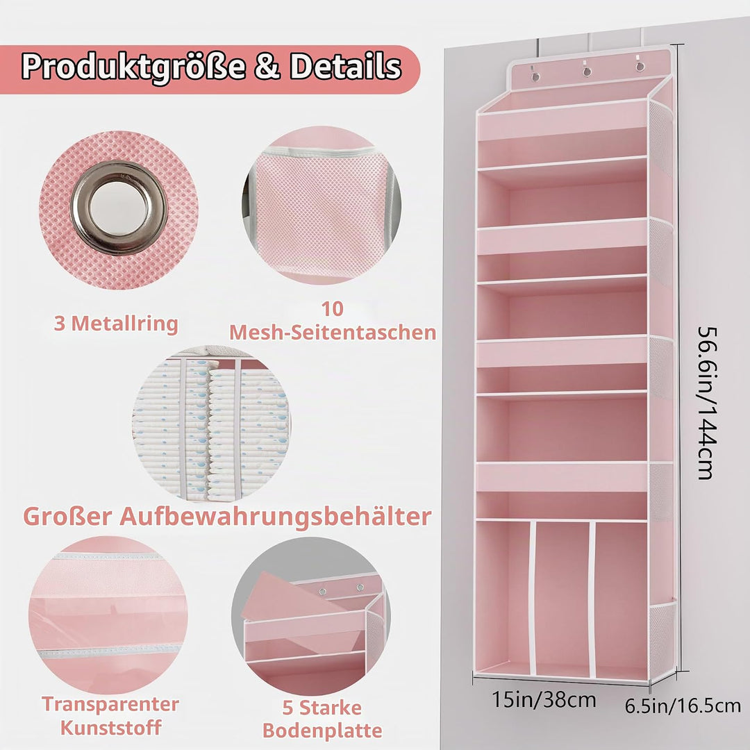 Tür Organizer Hängend mit 5 Fächern, 1 grossem Fassungsvermögen Caddy &amp; 10 Seitentaschen, Wickeltasc