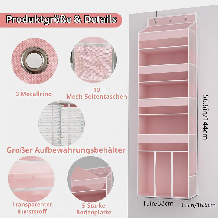 Tür Organizer Hängend mit 5 Fächern, 1 grossem Fassungsvermögen Caddy &amp; 10 Seitentaschen, Wickeltasc