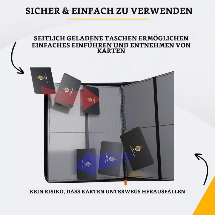 Card Guardian - 4 Pocket Premium Binder mit Reissverschluss und Seitentaschen für 160 Karten Sammelk