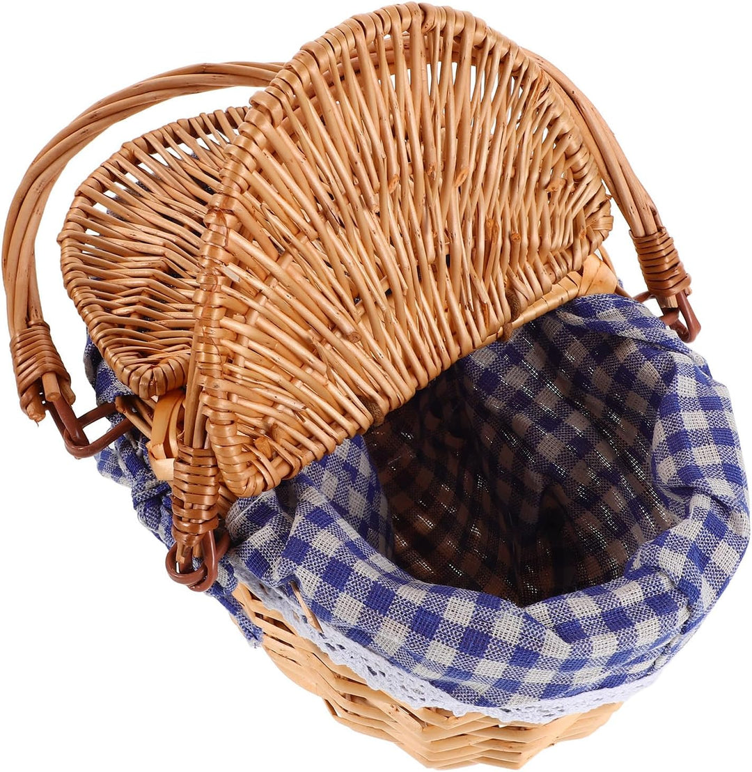 UKCOCO Picknickkorb aus Weide mit Deckel: Geflochtener Picknickkorb mit Griff Und Herausnehmbarem Le