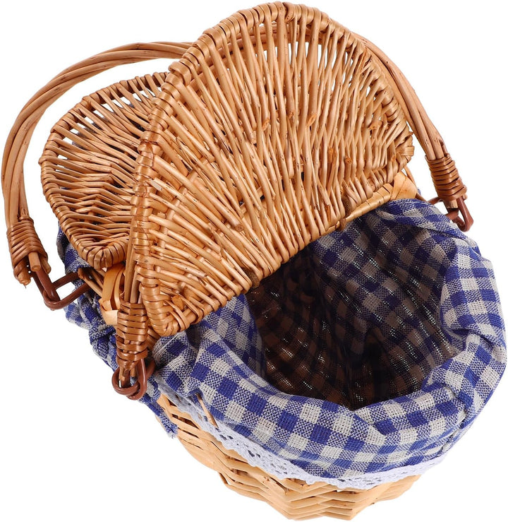 UKCOCO Picknickkorb aus Weide mit Deckel: Geflochtener Picknickkorb mit Griff Und Herausnehmbarem Le
