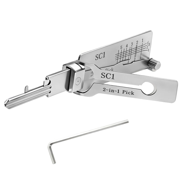 SC1 Hauptschlüssel-decoder aus Edelstahl,LiShi 2-in-1 Lock Pick und Pick-Werkzeuge,Autoschlüssel-Les