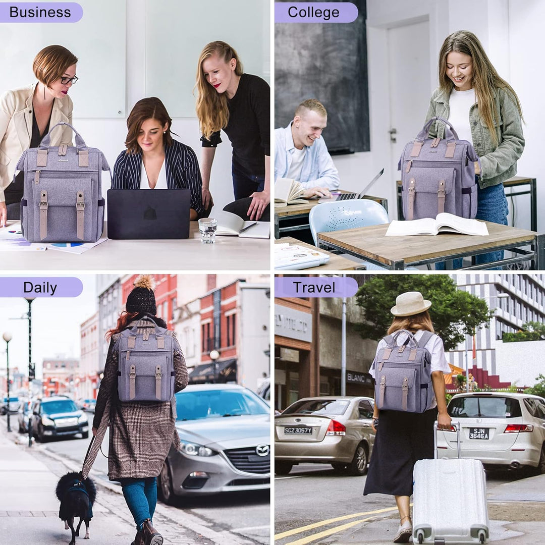 LOVEVOOK Laptop Rucksack Damen, Wasserdicht Schulrucksack Mädchen Teenager 15,6 Zoll mit Datenkabel-