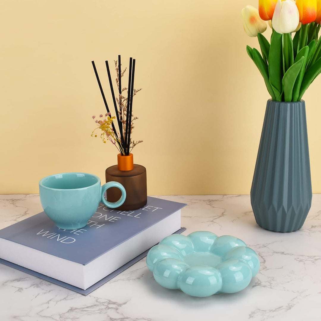 Koythin Keramik-Kaffeetasse, kreative niedliche Tasse mit Sonnenblumen-Untersetzer für Büro und Zuha