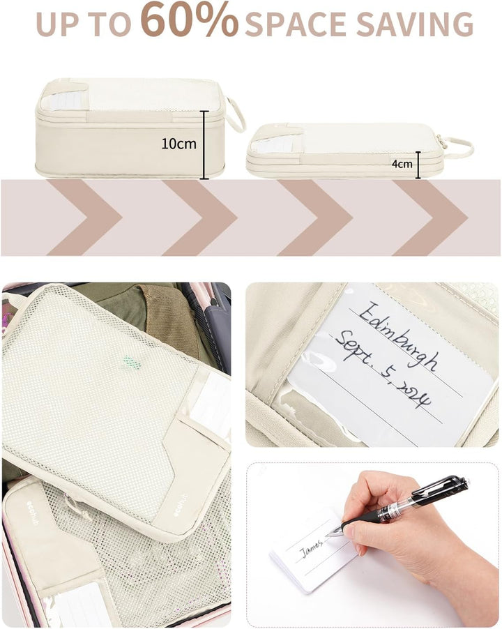 ECOHUB Packwürfel für Reisen, langlebig, Koffer-Organizer, Taschen, Set mit personalisiertem Etikett