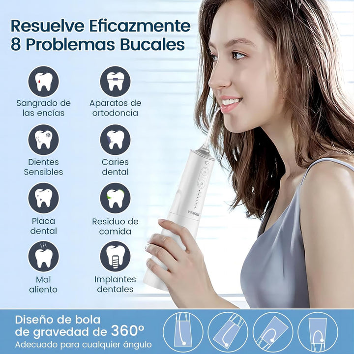Munddusche, Vimmk Professional Waterflosser Zahnmunddusche IPX7 Wasserdicht 300ML Wassertank USB-C W