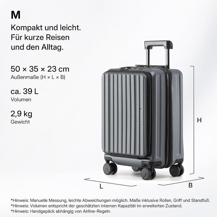 Koffer Expandierbar – Hartschalen-Trolley mit Oberseiten-Öffnung, Kompressionsgurt & extra Stauraum