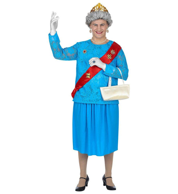 shoperama Lustiges GB Queen Kostüm für Herren englische Königin Elizabeth Lizzy Drag Queen JGA Jungg