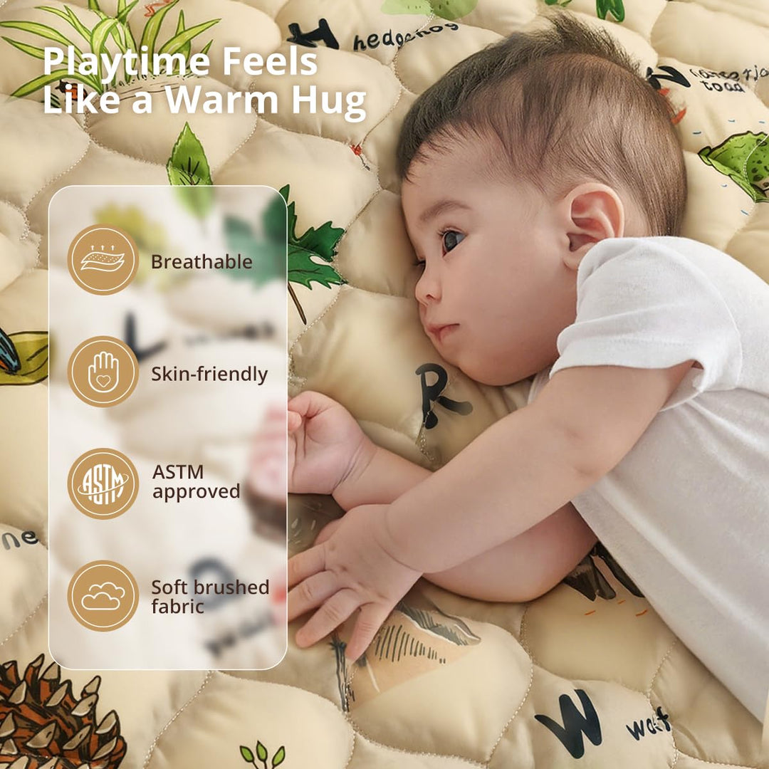 COMOMY Krabbelmatte Baby 127x127 cm, Extra Dicke und Weiche Spielmatte Faltbar, Rutschfeste Schadsto